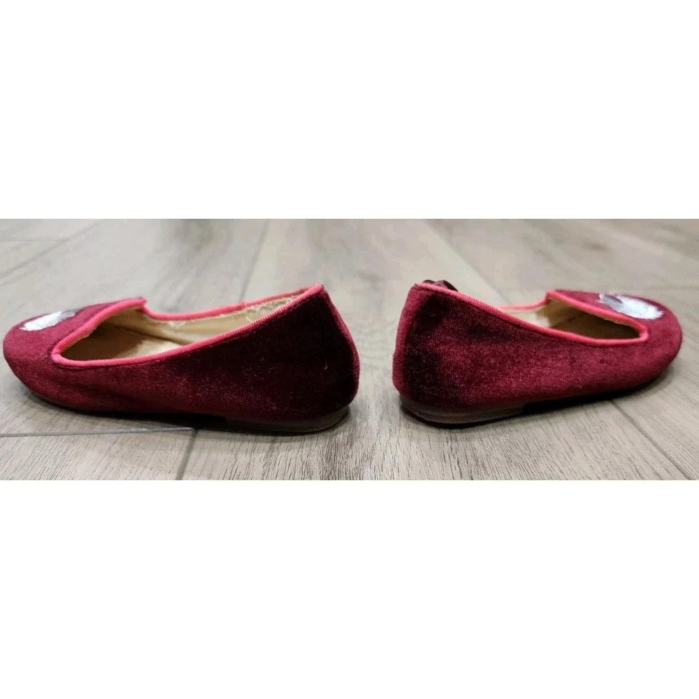 Gap Kids Red Velvet Unicorn Flats Slip On‎ Girls Shoes Size 8